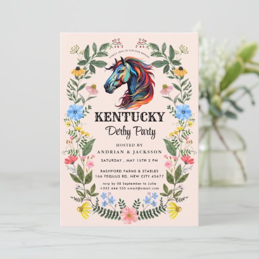 Paardenrace Derby Feest Uitnodiging (Staand voorkant)