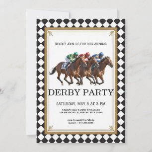 Paardenrace Derby Feest Vintage Uitnodiging 2026