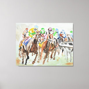 Paardenrace Draai Expressionist Canvas Afdruk
