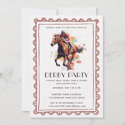 Paardenrace Feest Uitnodiging (Voorkant)