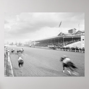 Paardenrace in New Orleans, 1906. Oude foto Poster