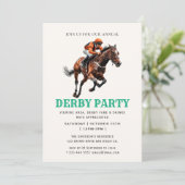  paardenrace jockey derby party uitnodiging (Staand voorkant)