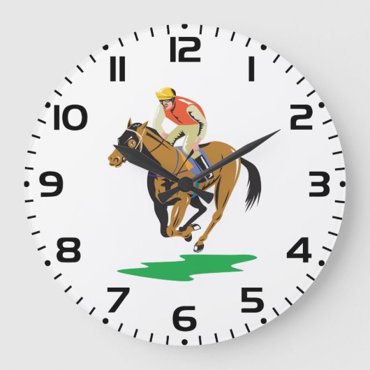 Paardenrace Jockey Galopperen Grote Klok (Voorkant)