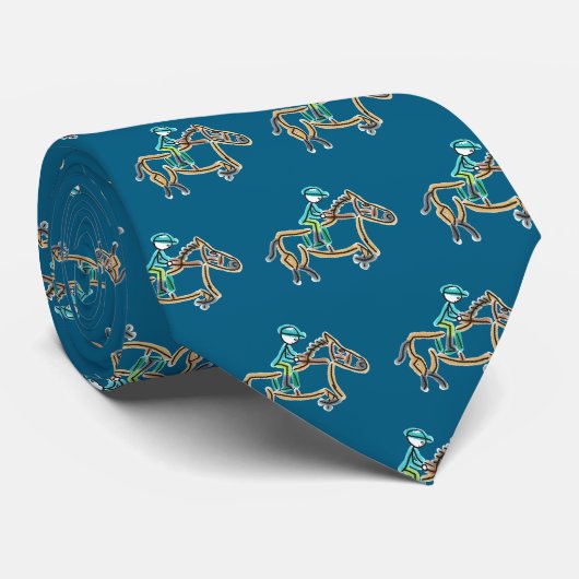 Paardenrace Stickman Stropdas (Opgerold)