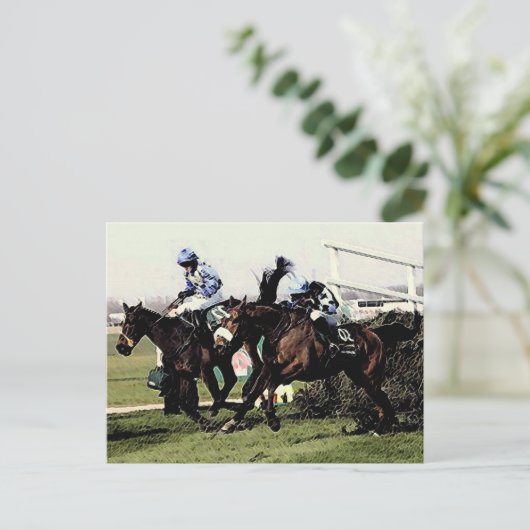 paardenraces briefkaart (Staand voorkant)