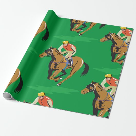 paardenraces cadeaupapier (Uitgerold)