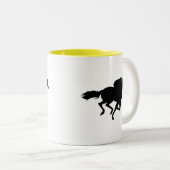 paardenraces; geel tweekleurige koffiemok (Voorkant rechts)