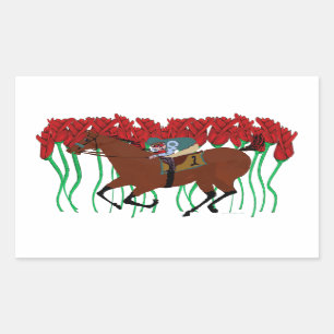  paardenraces met ontwerp van Rozen Rechthoekige Sticker