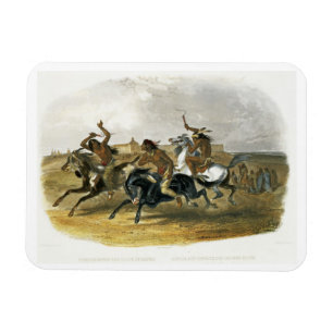 Paardenraces van Sioux-Indianen bij Fort Pierre, p Magneet