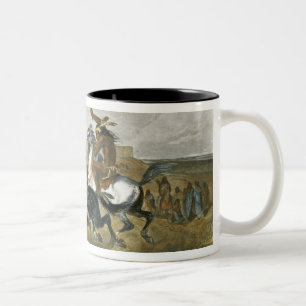 Paardenraces van Sioux-Indianen bij Fort Pierre, p Tweekleurige Koffiemok
