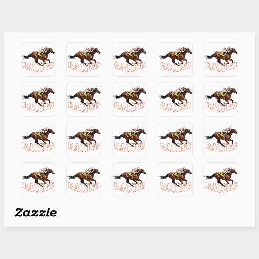 paardenraces vierkante sticker (Vel)