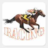 paardenraces vierkante sticker (Voorkant)