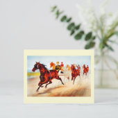 Paardenraces vintage kunst briefkaart (Staand voorkant)