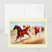 Paardenraces vintage kunst briefkaart (Voorkant / Achterkant)