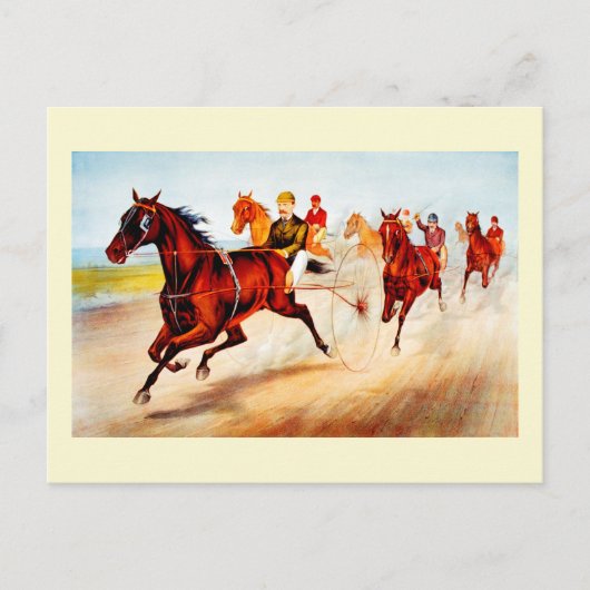 Paardenraces vintage kunst briefkaart (Voorkant)