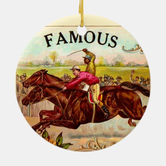 paardenracestoornis op de rails keramisch ornament (Achterkant)