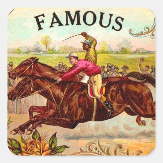  paardenracestoornis op de rails vierkante sticker (Voorkant)