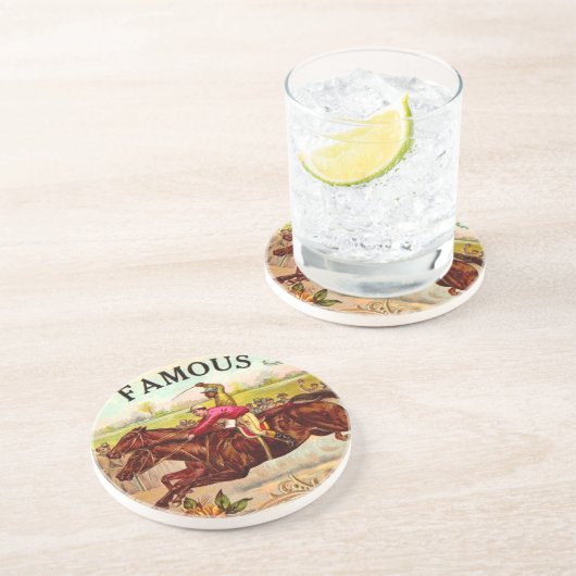  paardenracestoornis op de rails zandsteen onderzetter (Zijkant)