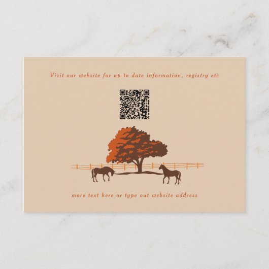 Paardenrail hek eiken paarden bruiloft informatiekaartje (Achterkant)