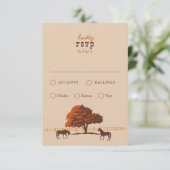 Paardenrail hek eiken paarden bruiloft RSVP kaartje (Staand voorkant)