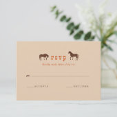 Paardenrail hek eiken paarden bruiloft RSVP kaartje (Staand voorkant)