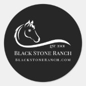 Paardenranch logo equestrian stable branding ronde sticker (Voorkant)