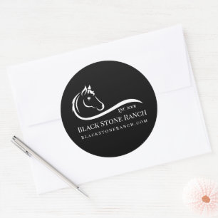 Paardenranch logo equestrian stable branding ronde sticker