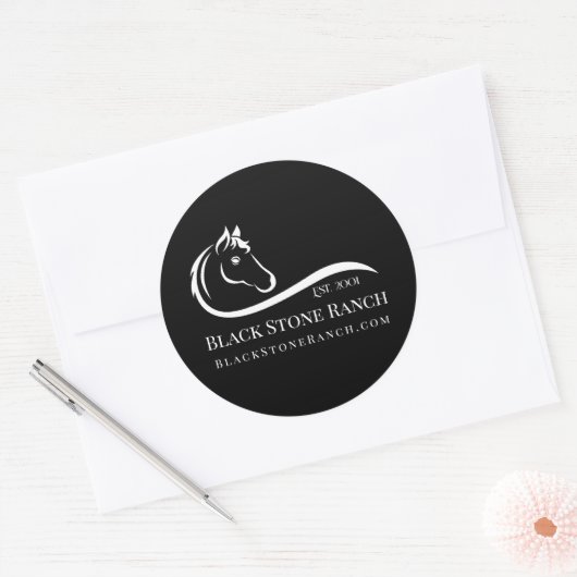 Paardenranch logo equestrian stable branding ronde sticker (Envelop)