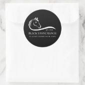 Paardenranch logo equestrian stable branding ronde sticker (Tas)