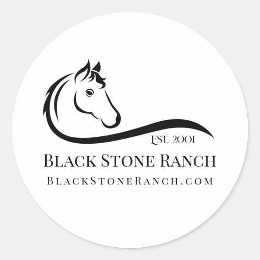 Paardenranch logo equestrian stable branding ronde sticker (Voorkant)
