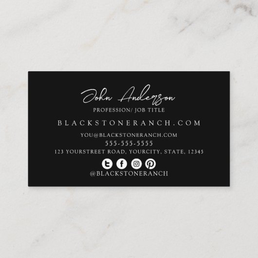 Paardenranch logo equestrian stable branding visitekaartje (Achterkant)