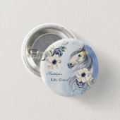 Paardenranch waterverf baby shower ronde button 3,2 cm (Voorkant /achterkant)