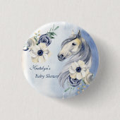 Paardenranch waterverf baby shower ronde button 3,2 cm (Voorkant)