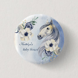 Paardenranch waterverf baby shower ronde button 3,2 cm