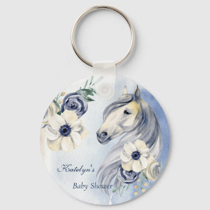 Paardenranch waterverf baby shower sleutelhanger