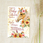 Paardenranch zonnebloemen roze baby shower kaart