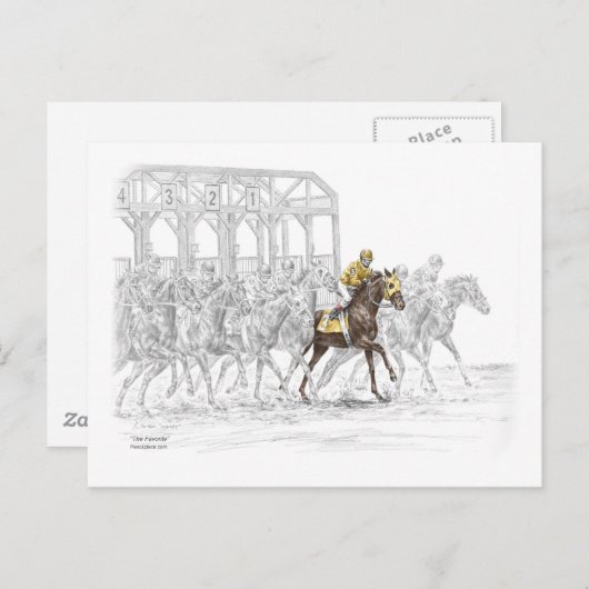 Paardenras Startpoort Briefkaart (Voorkant / Achterkant)