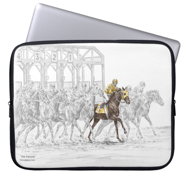 Paardenras Startpoort Laptop Sleeve (Voorkant)