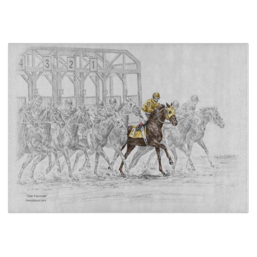 Paardenras Startpoort Snijplank (Voorkant)