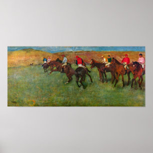 Paardenras voor aanvang door Edgar Degas Poster