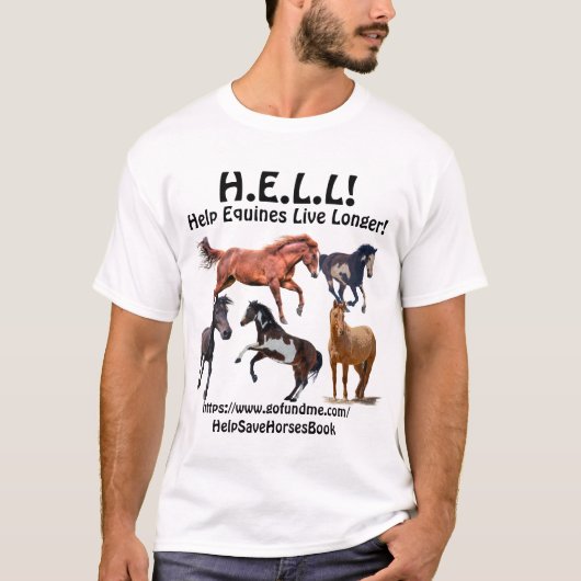 Paardenredding H.E.L.L! - Help paardachtigen lange T-shirt (Voorkant)