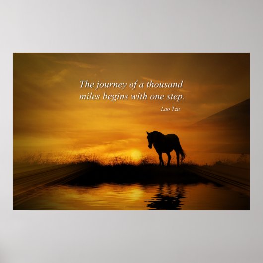 Paardenreis Inspirerend Lao Tzu 1000 km Poster (Voorkant)