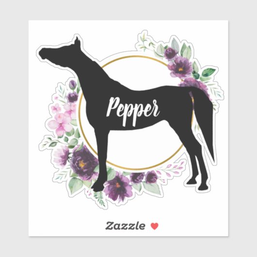 Paardenrennen Aangepaste naam Floral Sticker (Vel)