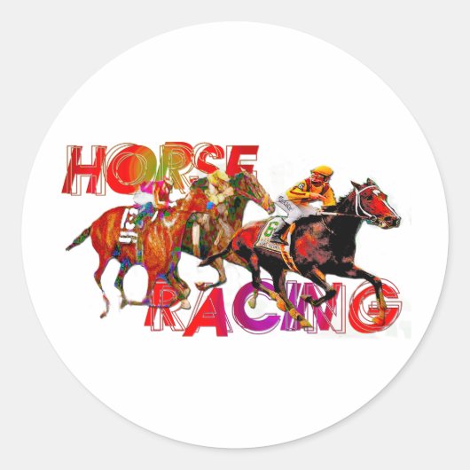 Paardenrennen Actie Ronde Sticker (Voorkant)