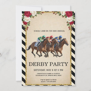 Paardenrennen Derby Feestje Vintage Uitnodiging 20