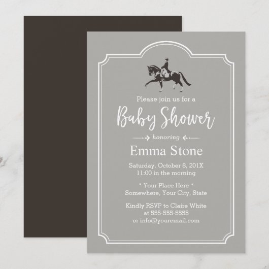 Paardenrennen Elegant Equine Baby shower Kaart (Voorkant / Achterkant)