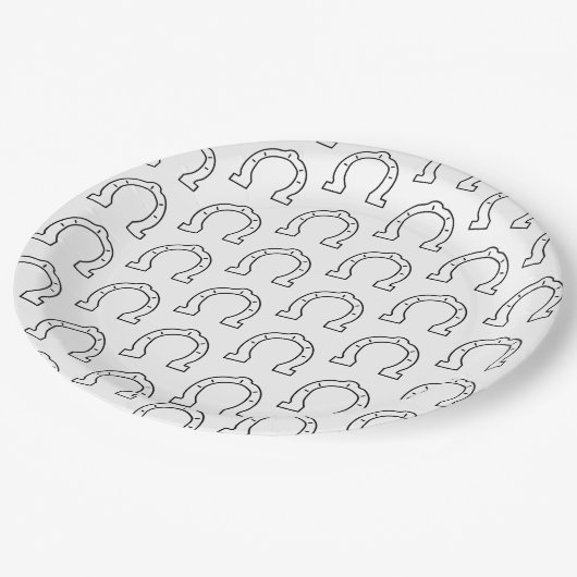 Paardenrennen Hoefijzer afdrukken Papieren Bordje (Gekanteld)