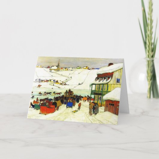 Paardenrennen in de winter Clarence Gagnon - Groet Kaart (Voorkant)
