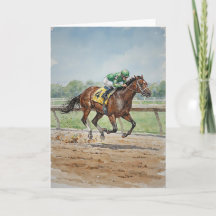 Paardenrennen in waterverf