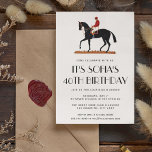 Paardenrennen Jockey Riding Verjaardagsfeest Kaart<br><div class="desc">Horse Race Derby Verjaardagsfeestje Jockey Invitation Sjabloon met een afbeelding van een paard met zijn jockey, gestreept patroon op de rug. Alle tekstelementen van deze uitnodiging voor een wedstrijdpaard kunnen worden gewijzigd, zodat dit ontwerp ook kan worden gebruikt voor een paardenverjaardagsfeestje of andere evenementen: stijlvolle huwelijksuitnodiging voor ruiters, uitnodigingen voor...</div>